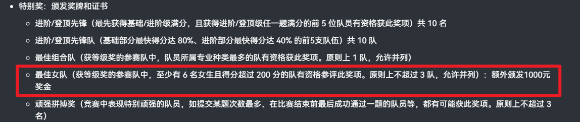 团体程序设计天梯赛-女队奖项